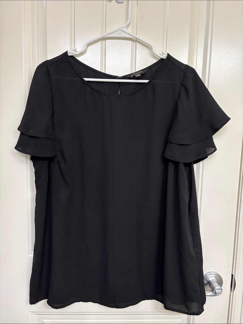 Banana Republic Black Layered Flutter Sleeve Blouse